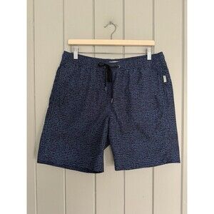 Onia Mens Charles 7" Lined Performance Stretch Swim Shorts Polka Dot Blue Black